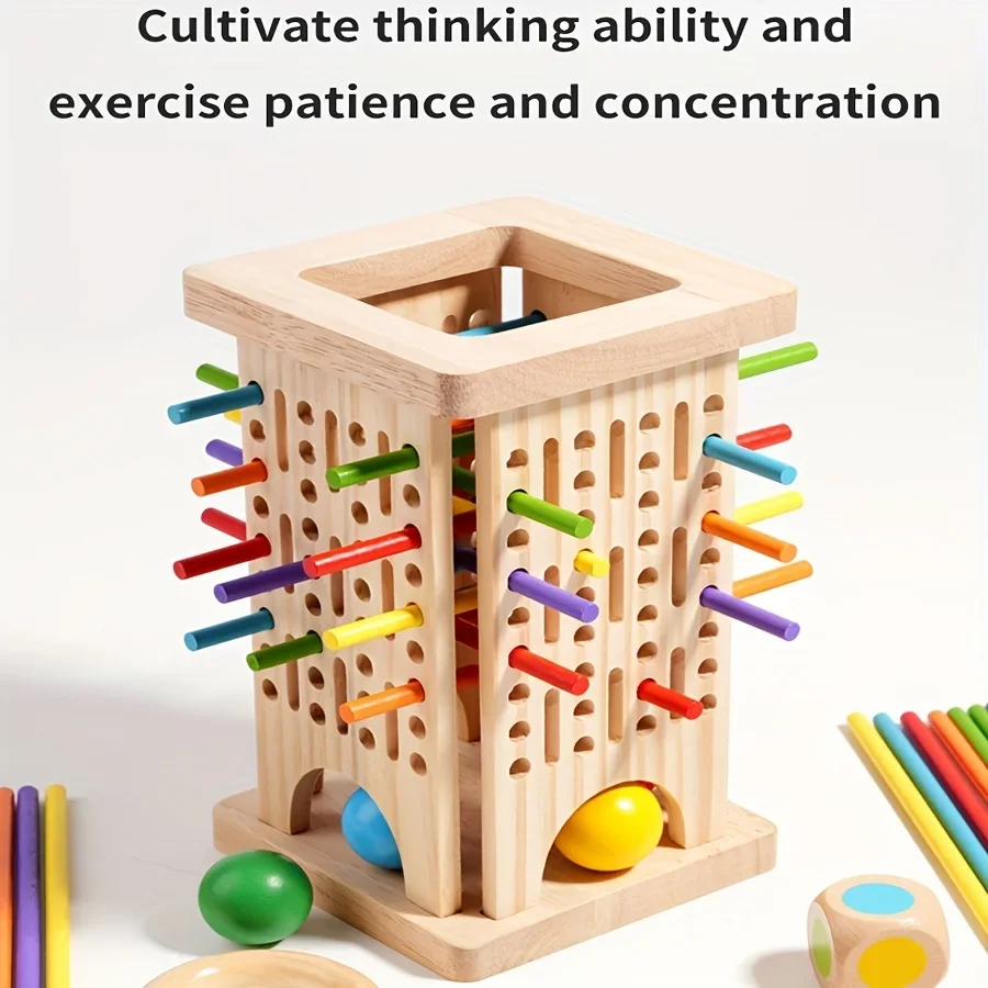 Jeu de bâtons en bois trois en un, jouet éducatif lisse et poli pour enfants, reconnaissance des couleurs, formation sensorielle, compétences de réflexion, cadeau