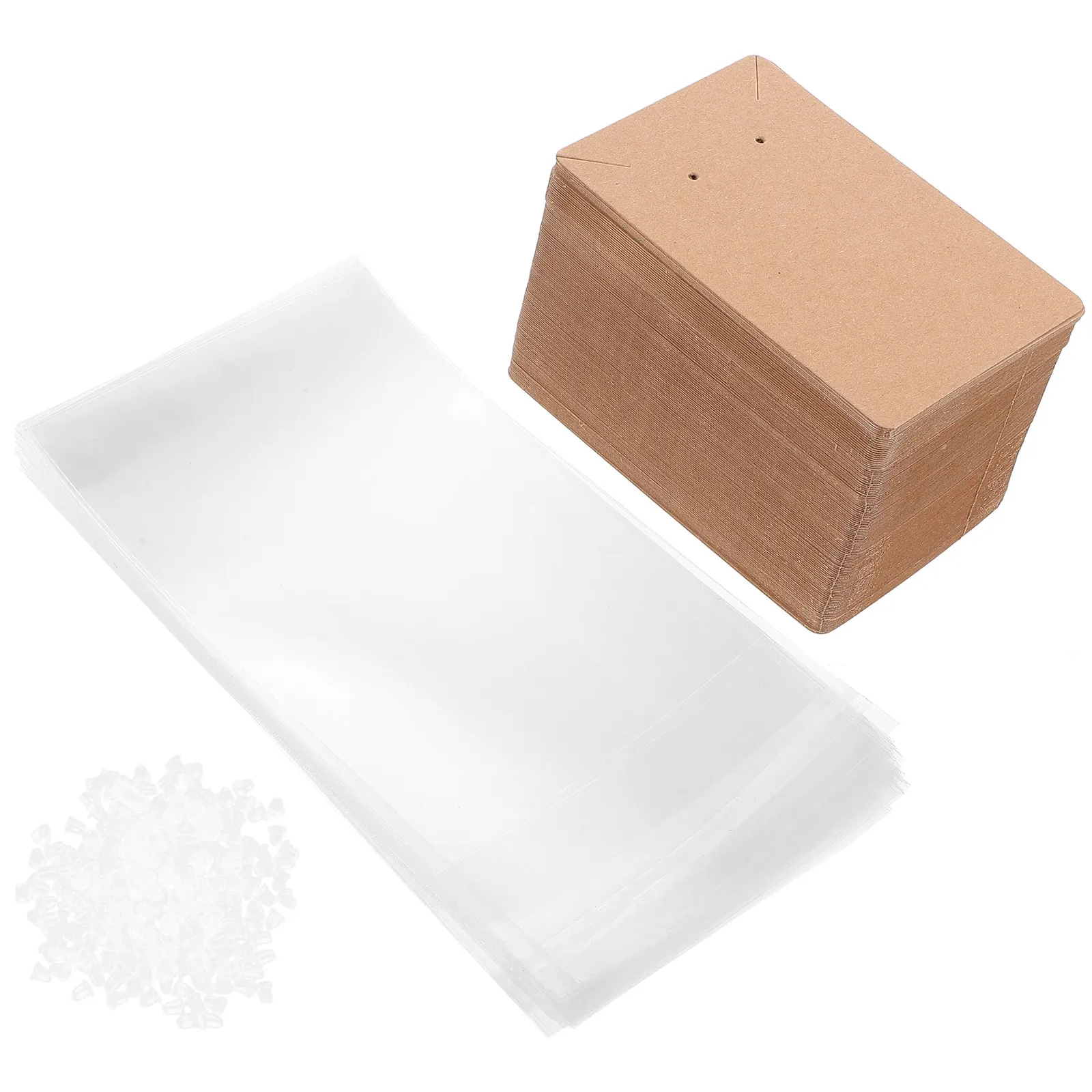 

120Sets Kraft Paper Jewelry Display Cards with Pre-Cut Holes for Earrings Necklaces Hairpins Storage Packaging and Organization