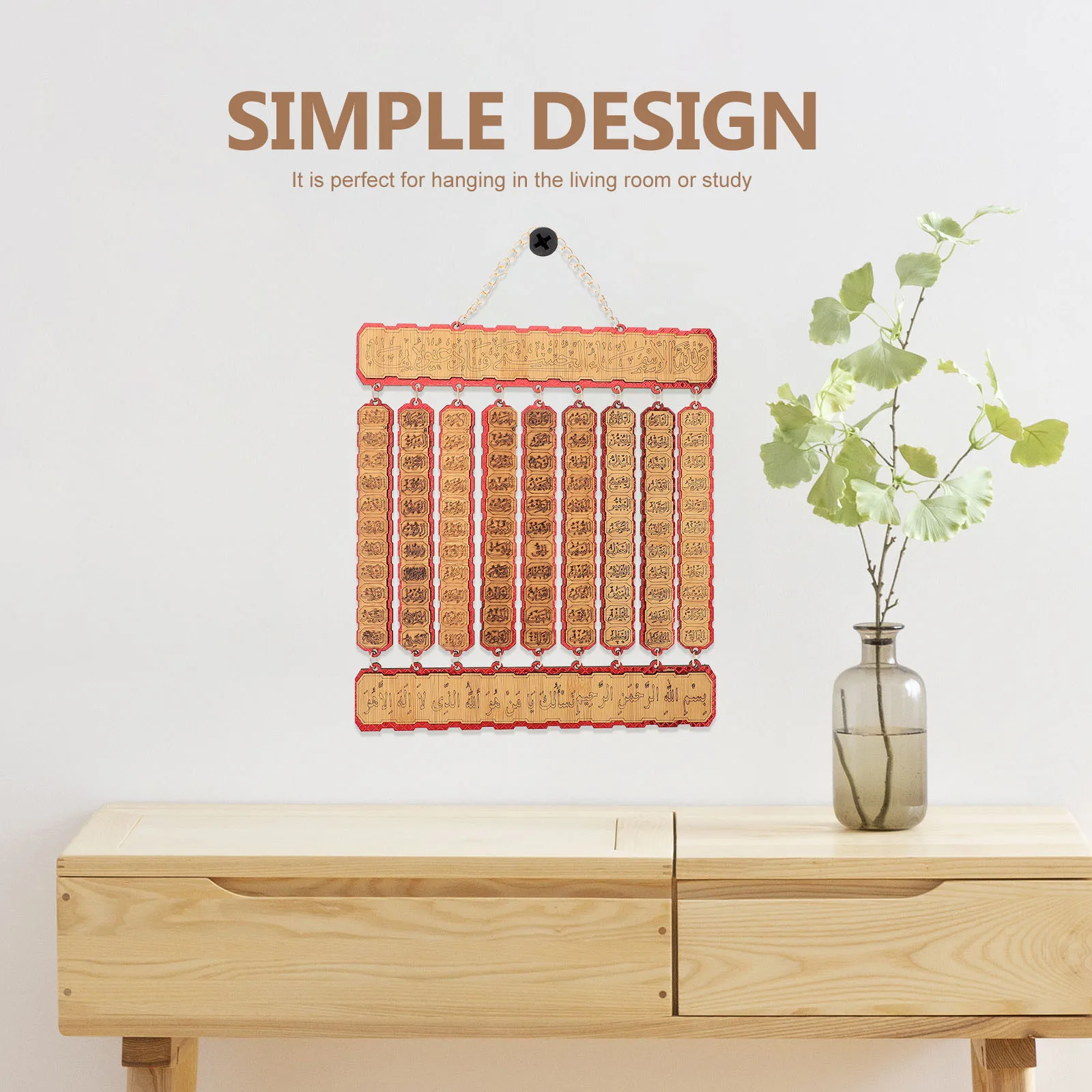 

Artistic Arabic Carved Pendant Wooden Hanging Decor for Living Room Study Home Wall Ornament Unique Cultural Craft