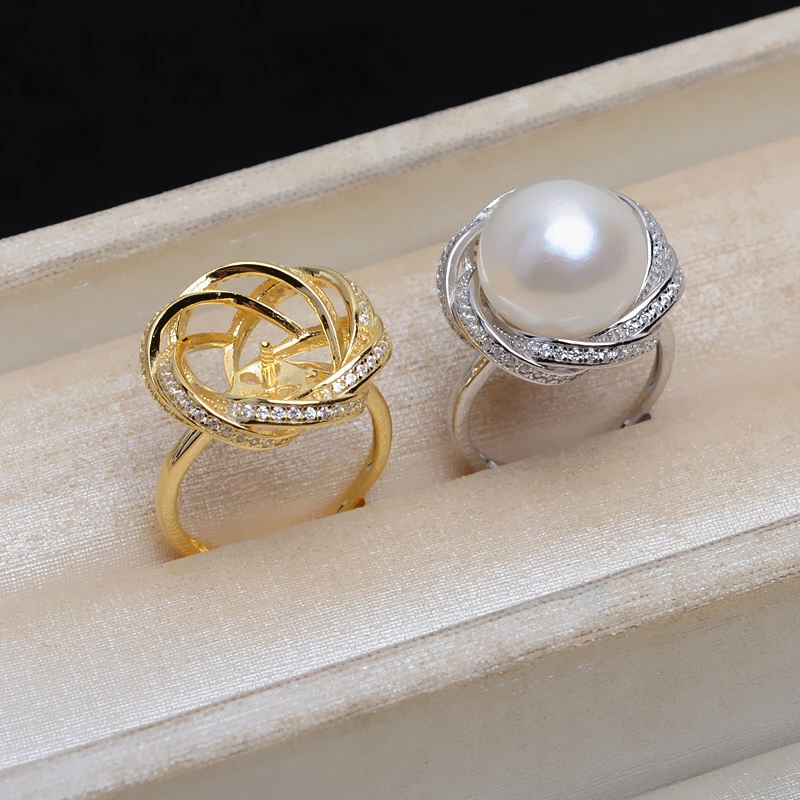 Hot Gorgeous 925 Sterling Silver Adjustable Finger Ring Base Settings Findings Parts Fittings Accessories for Pearls 3pcs/lot