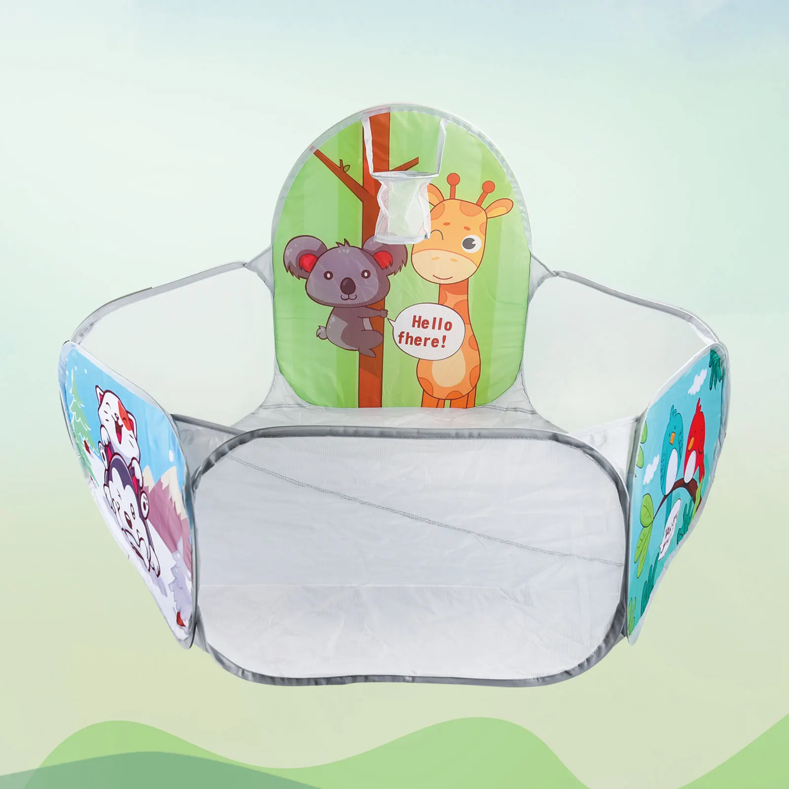 Polo de tiro con patrón de animales de dibujos animados para niños, piscina plegable para interiores y exteriores, conveniente para llevar, 1,2 M