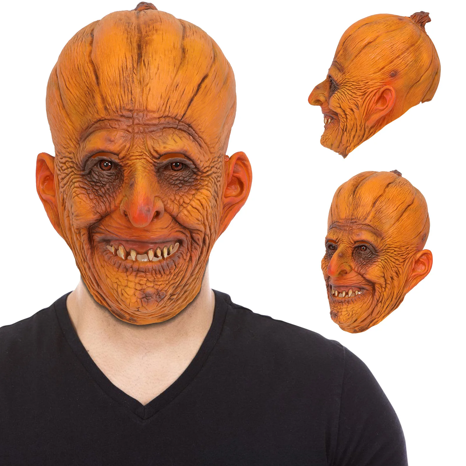 Cabeza de calabaza de terror, accesorios de fantasma para fiesta de carnaval, máscara de cabeza de hombre de calabaza para Halloween, accesorios de Cosplay de Pascua