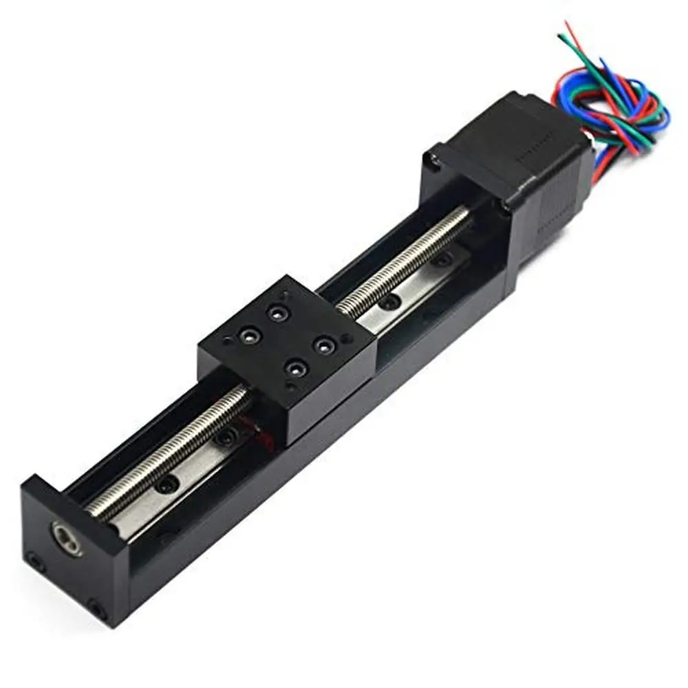 Linear Rail Guide Slide Actuator T6x1 with NEMA11 Stepper Motor 100mm Stroke Length DIY CNC Router Parts Precision Measurement