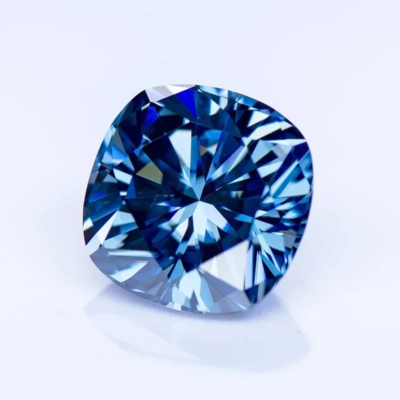 Moissanite Stone Cushion Cut Natural Color Royal Blue Lab Grown Gemstone for DIY Charms Advanced Jewelry Making with GRA Report