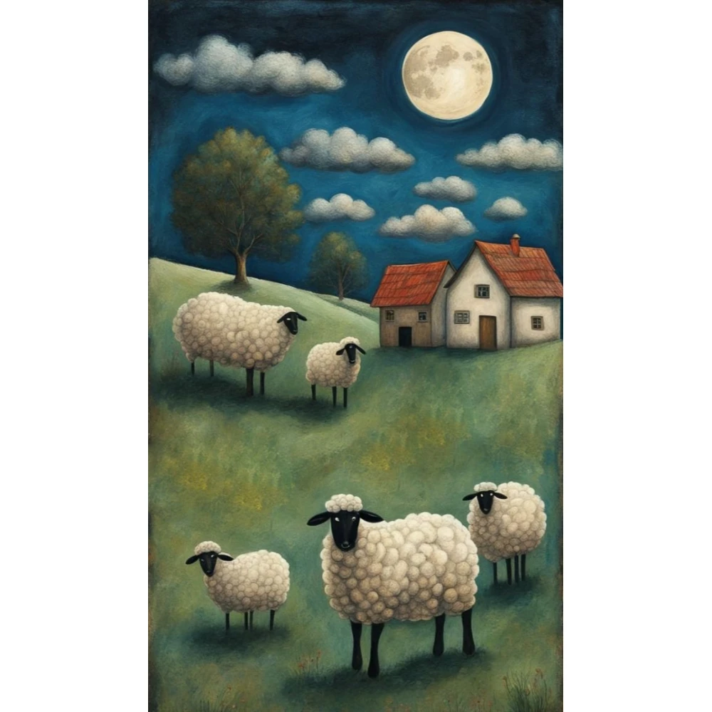 

500/1000/1200/2000 PCS Jigsaw Puzzles Sheep Field House Landscape Family Activity Games for Gameroom Bedroom Home Decor Gift