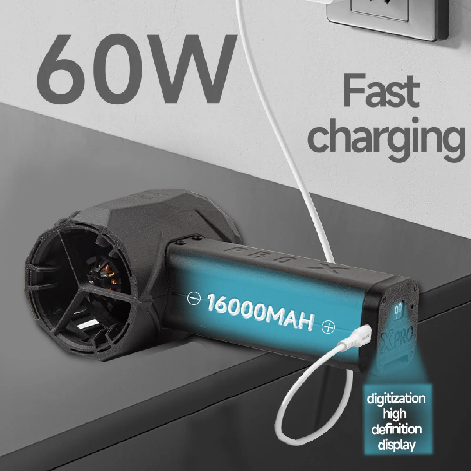 

Blower SOS Ambient Light Dry Fan High Speed Brushless Motor Stepless Speed Adjustment 1500g Thrust for Cleaning