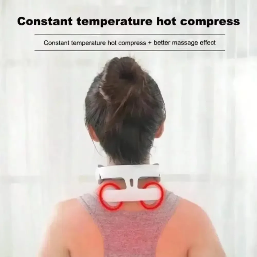 Smart Pulse Neck Massager 16 Modes, USB Heating Neck Massager for Neck Tension Relief, Portable Cervical Massager for Home Office