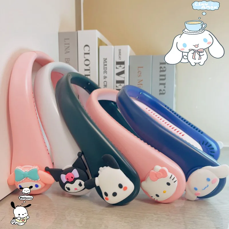 Creative cartoon Sanrio neck fan portable charging models cute students outdoor climbing lazy Fan