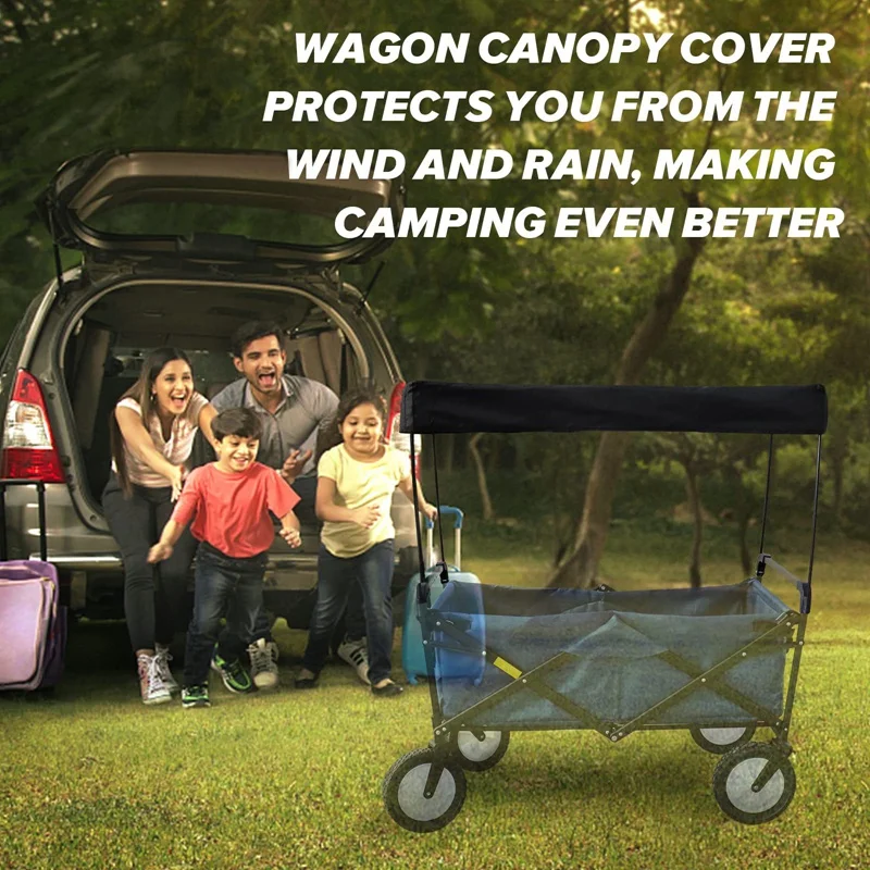 1 Piece Awning Canopy For Garden Wagon Attachment Sun Shade Cover Black Oxford Cloth Outdoor Camping Picnic Equipment