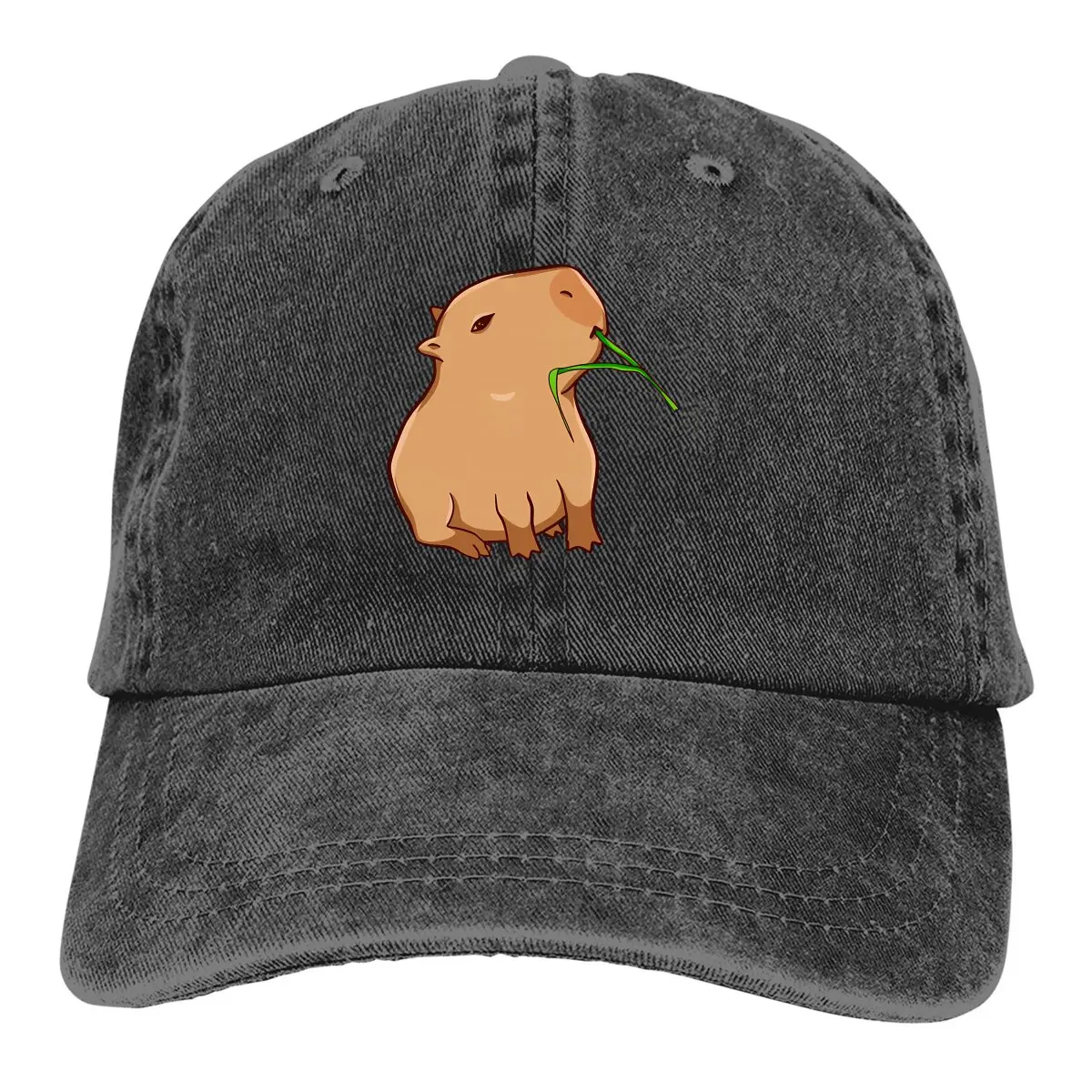 Capybara Animal Multicolor Hat Peaked Women's Cap With a Leaf Eat Your Greens Personalized Visor Protection Hats