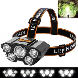 Five Lamp LED Headlamp Flashlight USB Charger 3 Modes Waterproof Ultra Bright Headlight Head Lamp For Cycling Finishing Camping