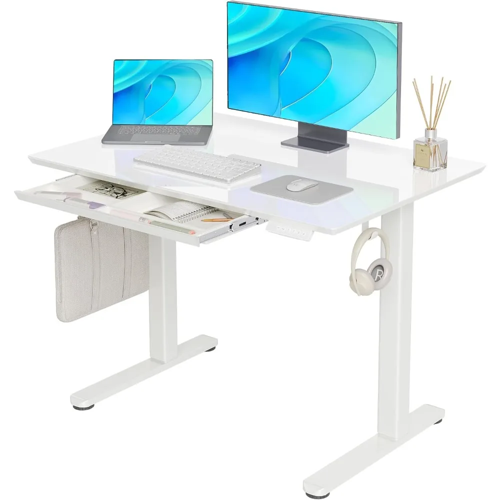 

Desk with Drawers, 40×24 Inch Adjustable Stand Up Desk Quick Install Home Office Computer Desk