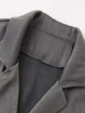 Dammode med knuten texturerad kimonojacka och raka byxor med hög resår i midjan, tvådelade set för kvinnor, Mujer 12 best sales Zara 2-delat set - №10