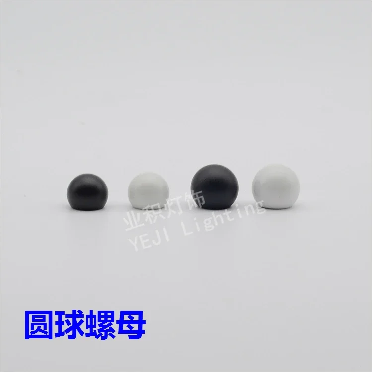 Black and white spherical nut ball shape nut Decorative nuts Screw 10mm inner teeth Lighting Accessories DIY