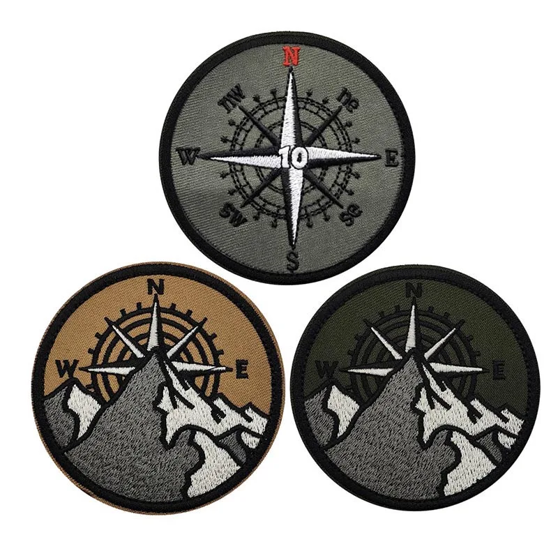 Outdoor-Ausrüstung, Bergkompass, Moralabzeichen, besticktes Aufnäher-Set mit Klettverschluss, taktische Applikation für Rucksack, Weste, Armband, Jacke. – Detail 1