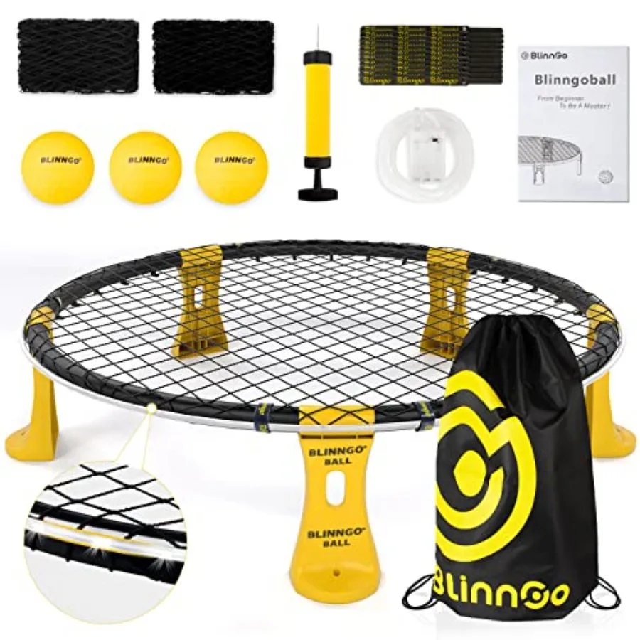 

Roundnet Game Set with 3 Balls and Strip Light ONLY for Pro Kit - Roundnet Game for Outdoor Indoor Lawn Beach Backyard and Park