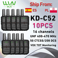 10PCS  WLN KD-C52 Mini Handheld Transceiver  UHF400-470MHz  Two Way Radio 16CH Walkie Talkie KD-C51 Upgraded