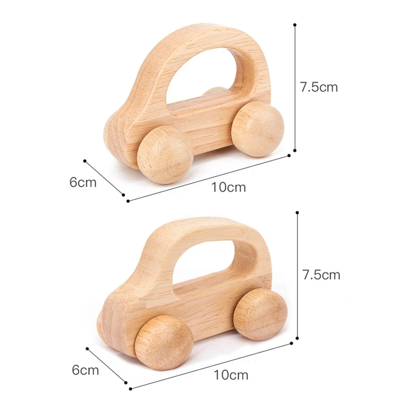 2Pcs Baby Wooden Car Toy Early Education Infant 0-6-12 Months Toddler 1-3 Year Old Wood Toy Boys Neutral Decor