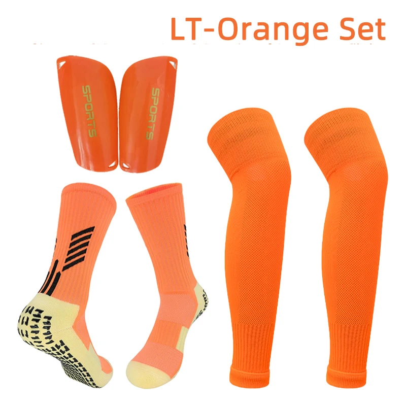 Soccer Shin Guards Sleeves Over Knee Breathable Towel Bottom Adults Kids Anti Slip Football Socks Leg Guards Protective Gear