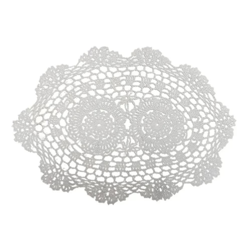 Lace Oval Round Embroidery Table Place Mat Vintage Hand Crochet Cotton Lace Doilies Wedding Pad Cloth Drink Mug Dinner Coaster