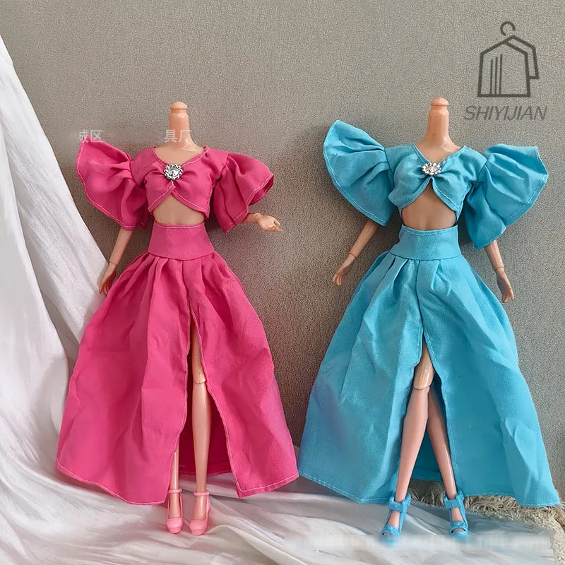 1/6 Doll Clothes Accessories Sweet Princess Flared Sleeves Top + Half Skirt + High Heels For 30cm FR Babi Supermodel Doll