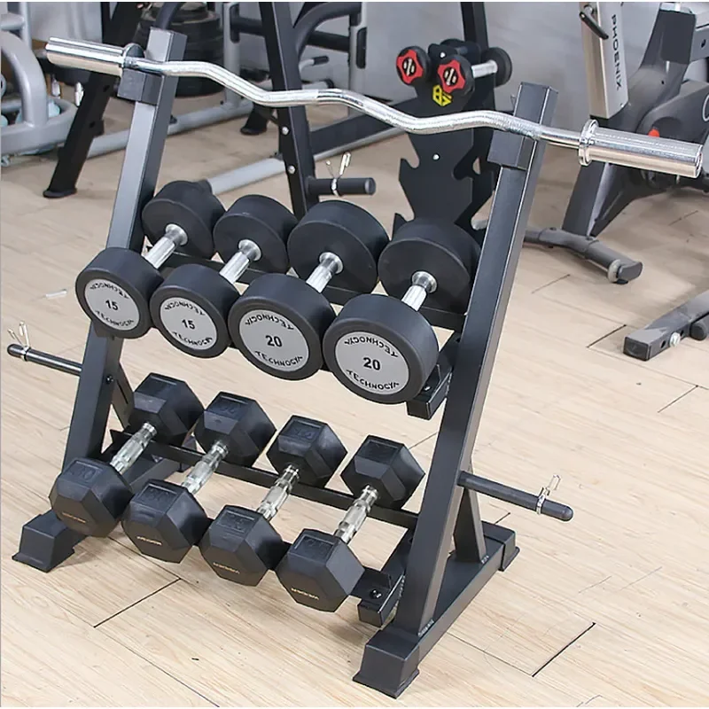 for Adjustable Two Layer Barbell Dumbbell Rack Indoor Household Fitness Equipment Accessories Hexagonal Round Head Dumbbell