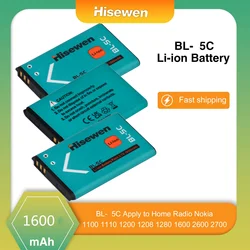 BL5C BL-5C BL 5C Li-ion Phone Battery For Household Radio Nokia 1100 1110 1280 1600 2600 2700 3100 3110 5130 6230 N70 N71 N72