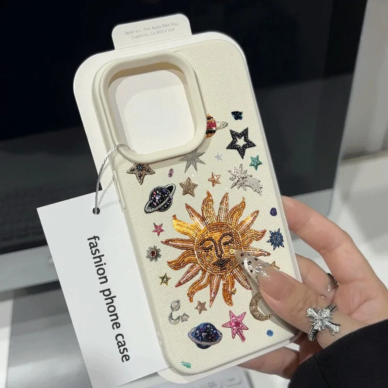 Nuova custodia carina con motivo astronave sole e stella per Samsung Galaxy S25 S24 S23 Ultra S22 Plus S21 FE A17 A16 A36 5A6 A55 A54 Cover