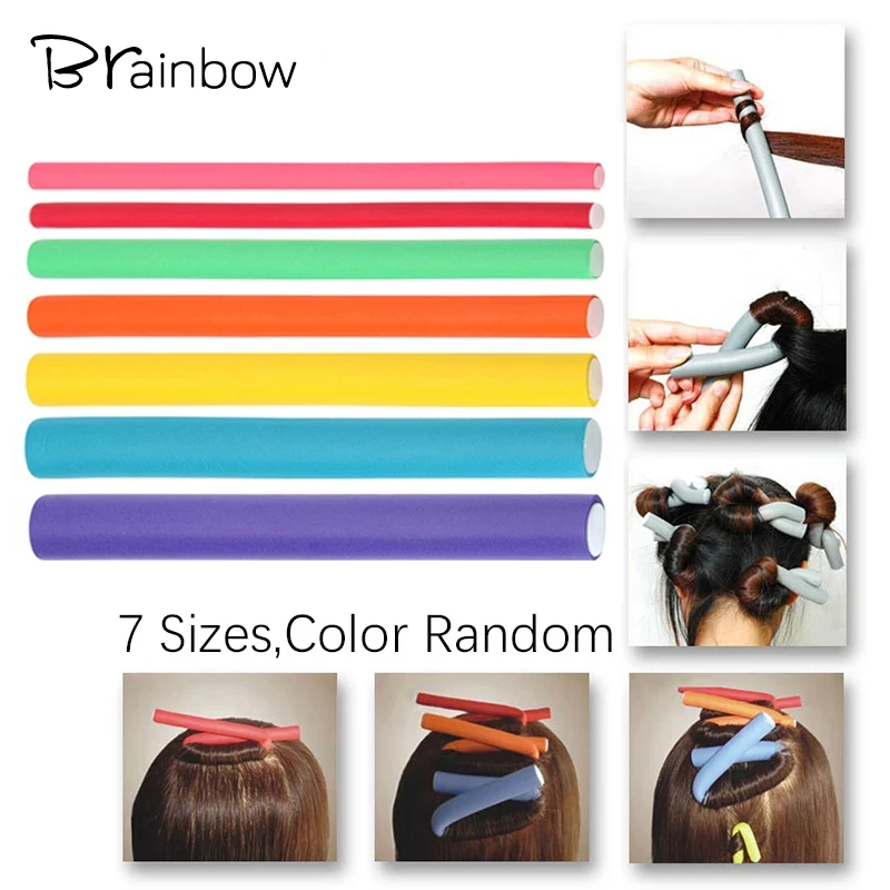 Brainbow-Rodillo de pelo de espuma suave, rizador de pelo Flexible de 10 piezas, para estilizar el cabello