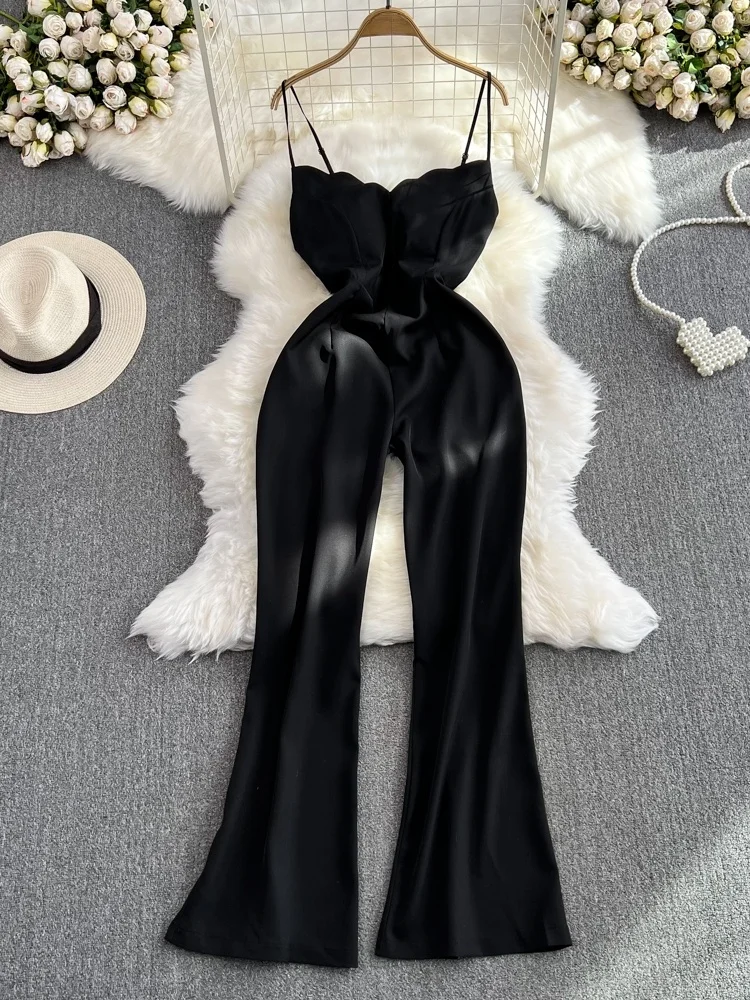 

Summer High Waist Wide Leg Pants One-Piece Dr Svel V-Ne ter Ne Bodysuit Korean Sle Slimming Effect