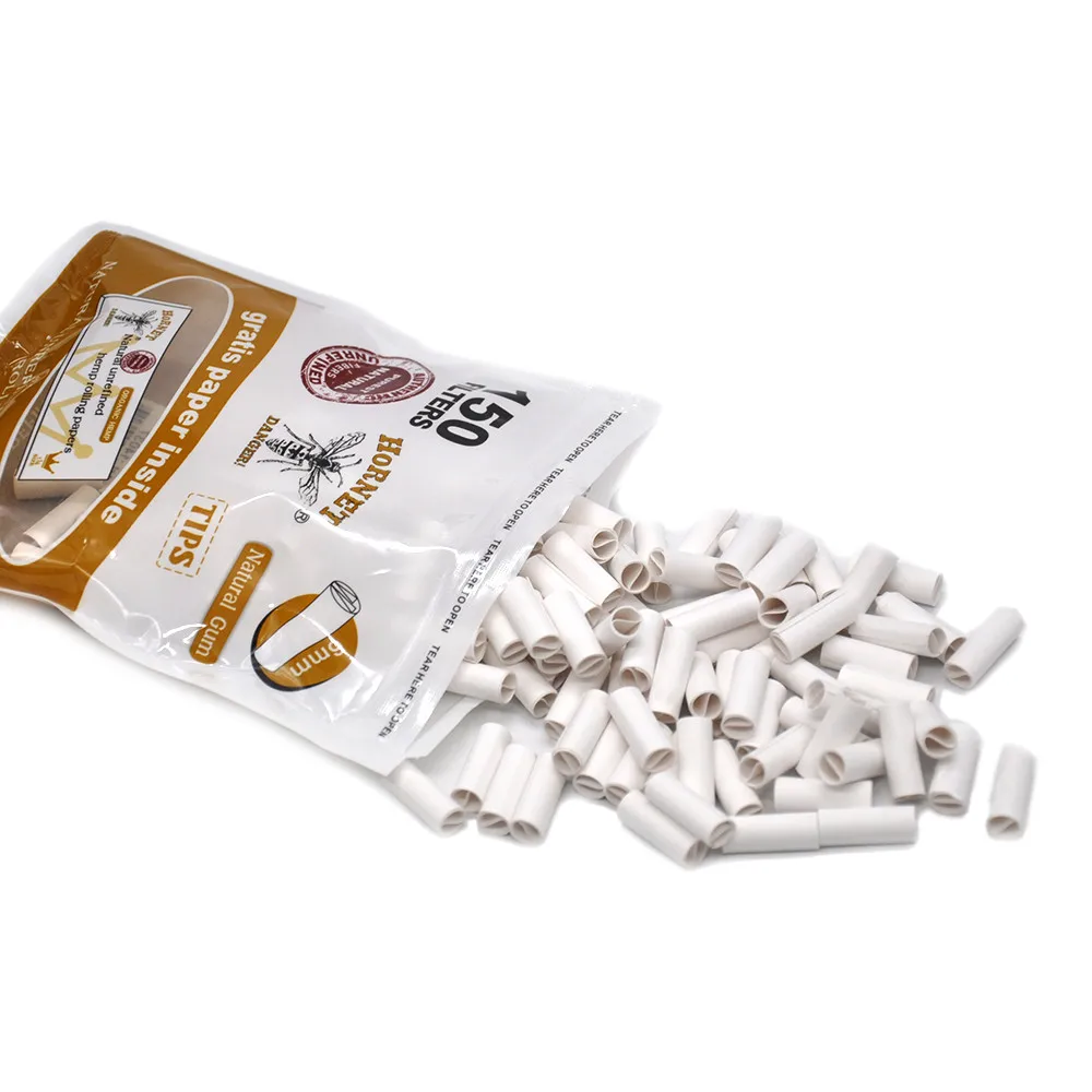 150Pcs Per Rolled Tips Natural Prerolled For Rolling Paper 6MM A packet of cigarette paper