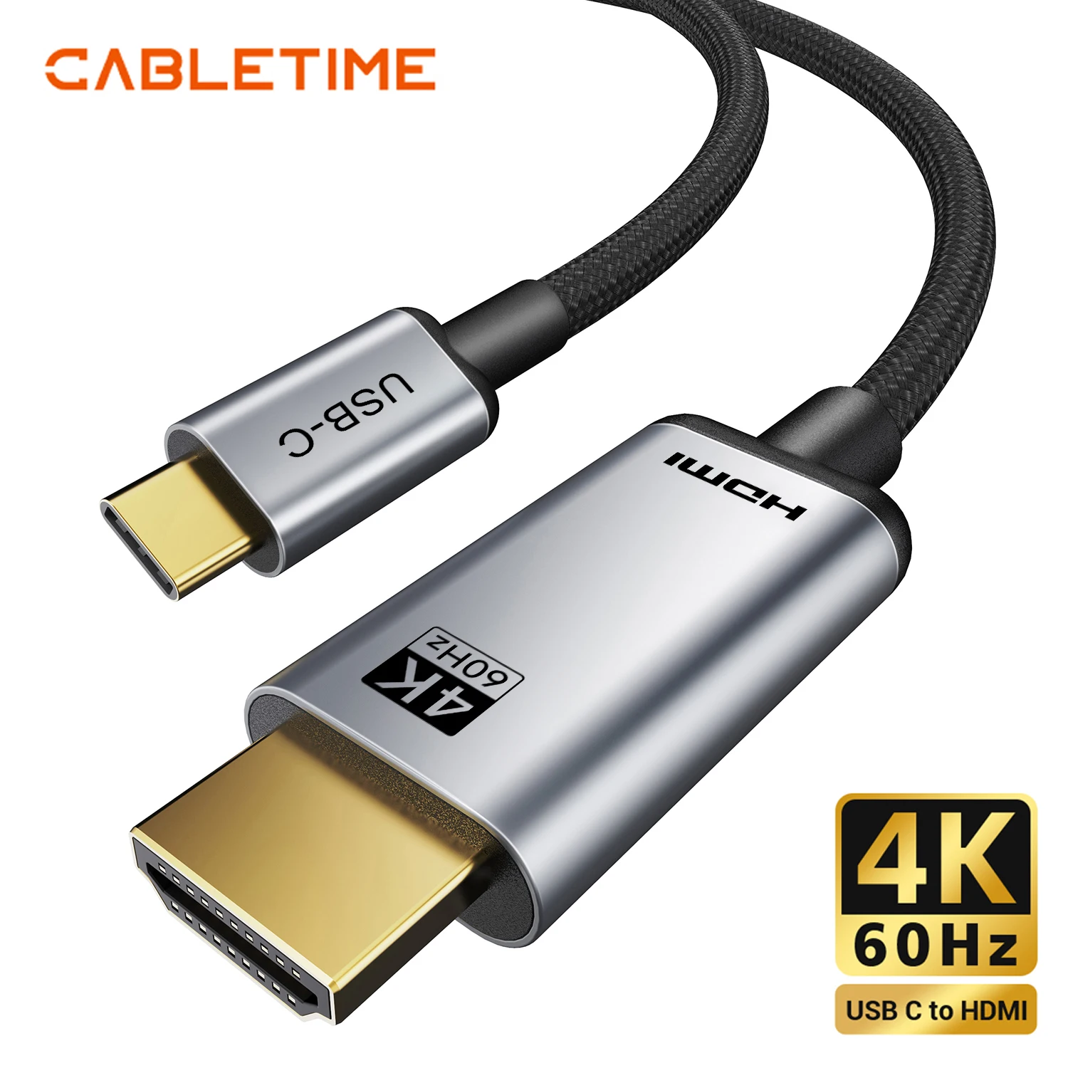 NEW CABLETIME Cable USB C to HDMI Type C 4K 60hz Video Adapter Compatible with Samsung, iPhone 15, Macbook Air, iPad, Laptop, TV