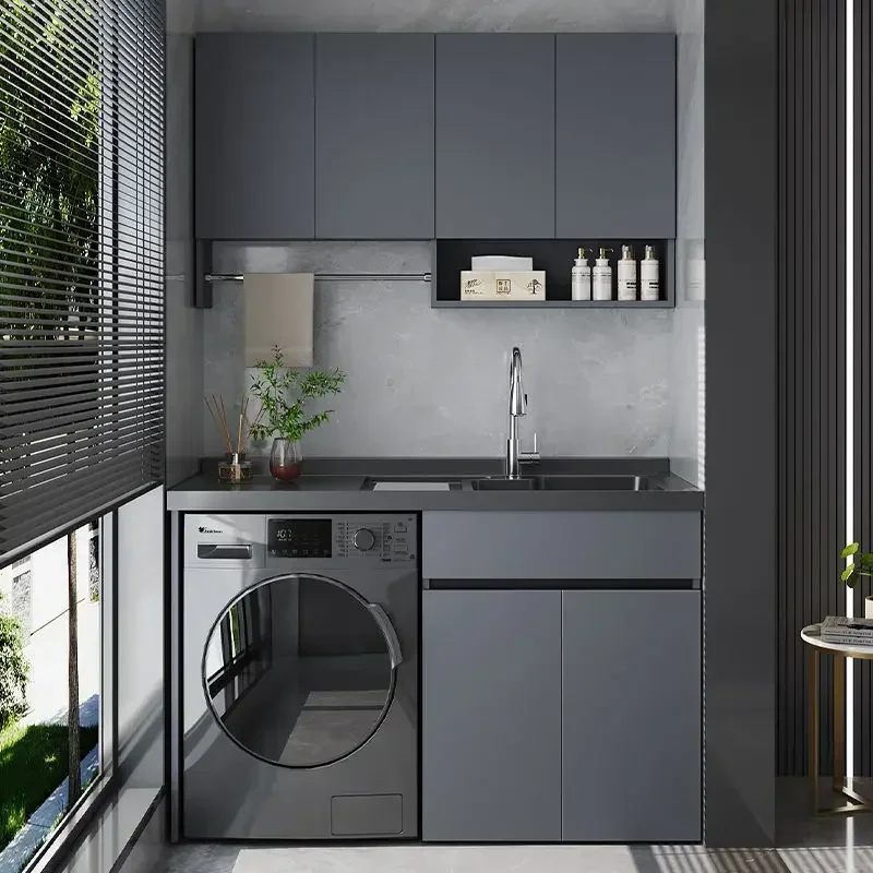 

Honeycomb aluminum balcony washing machine cabinet combination laundry sink pool table with rubbing plate