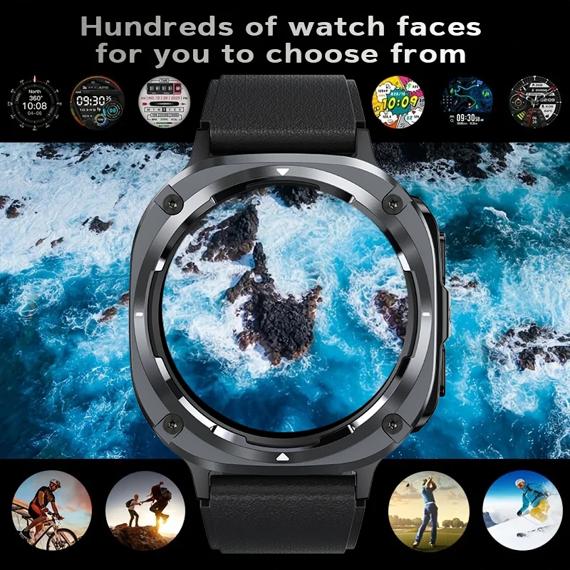 DAORKOW2025 신형 남성용 스마트워치, IPX8 방수, LED 조명, 블루투스 통화, 심박수, 수면 모니터링, 스포츠 스마트워치