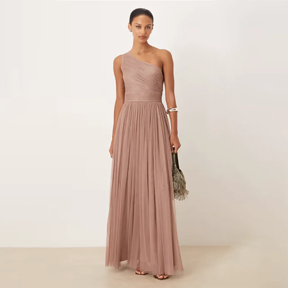 

Women's Formal Evening Gowns One Shoulder Sleeveless Pleated A Line Draped Floor Length Evening Dresses Party Prom Gala Gowns