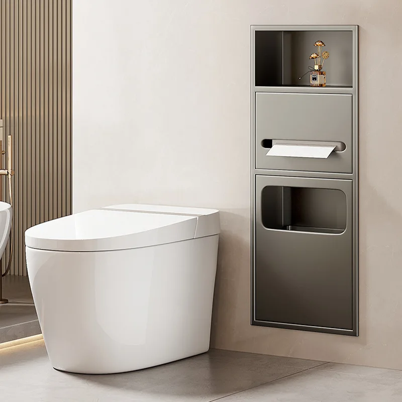 

Toilet Niche Recessed Toilet Trash Can Shelf Bathroom 304 Stainless Steel Door Niche Cabinet Finished Product
