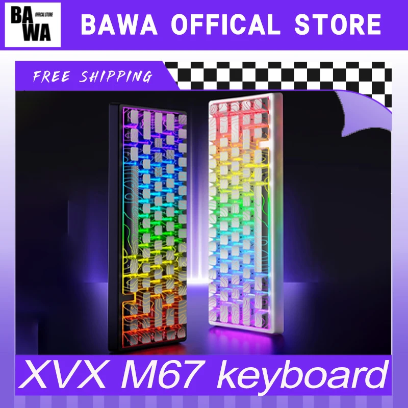 

XVX M67 Mechanical keyboard Contour line wired keyboard custom QMK/VIA gasket keyboard for Windows macos computer gifts