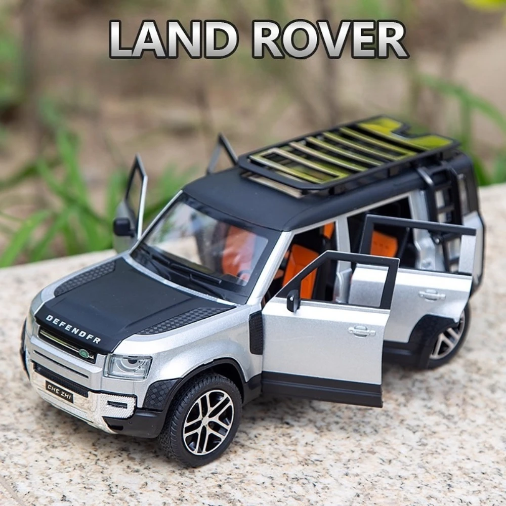 

1:24 Scale Land Rover Defender Range Rover Car Model Toy Alloy Diecast Sound Light Pull Back Doors Opened Models Kids Gifts