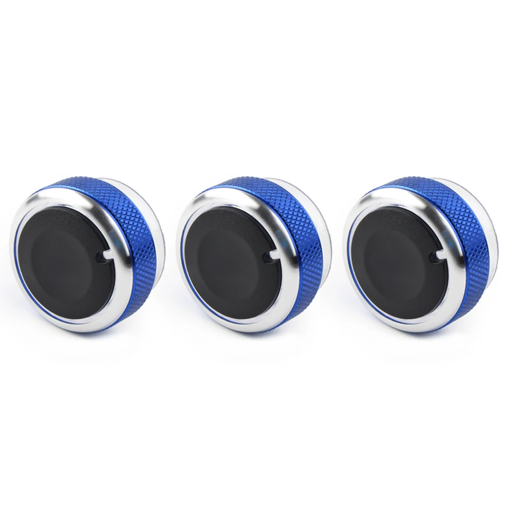 3Pcs Blue Car Air Conditioner Switch Knob Button Cover For Ford Focus MK2 MK3 2004-08 / Mondeo 2007-2014 / C-Max S-max 06-2015 image 2