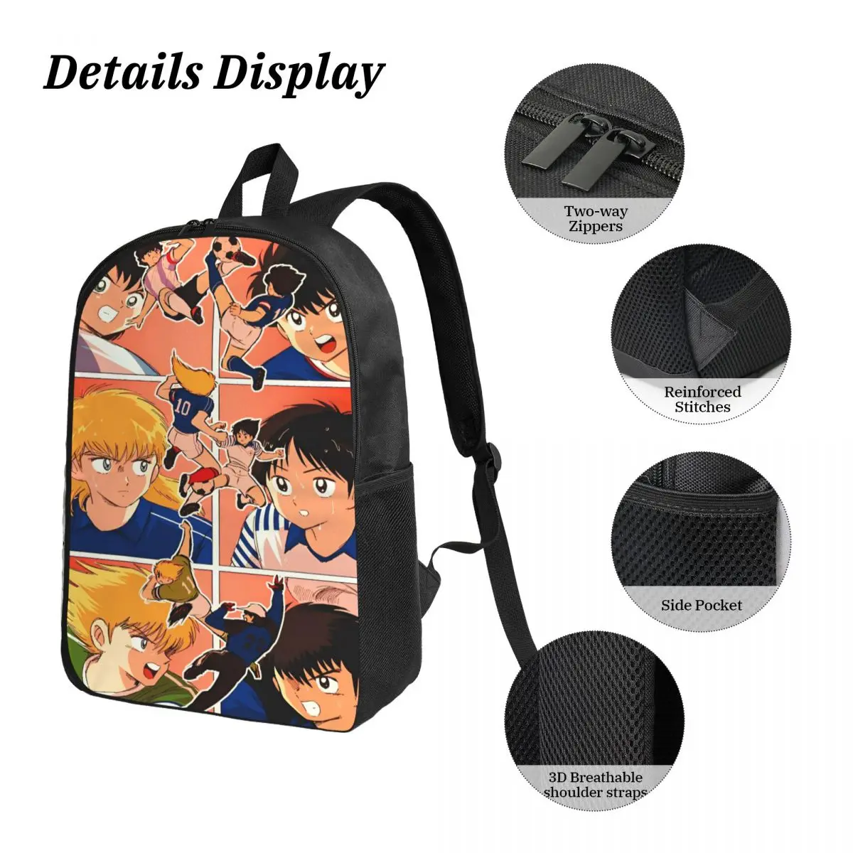 3 قطعة الكابتن تسوباسا يطبع الحقائب المدرسية مجموعة للأطفال أكياس القلم مجموعات الظهر مع صندوق الغداء لطلاب المدارس الابتدائية حقيبة الظهر #3