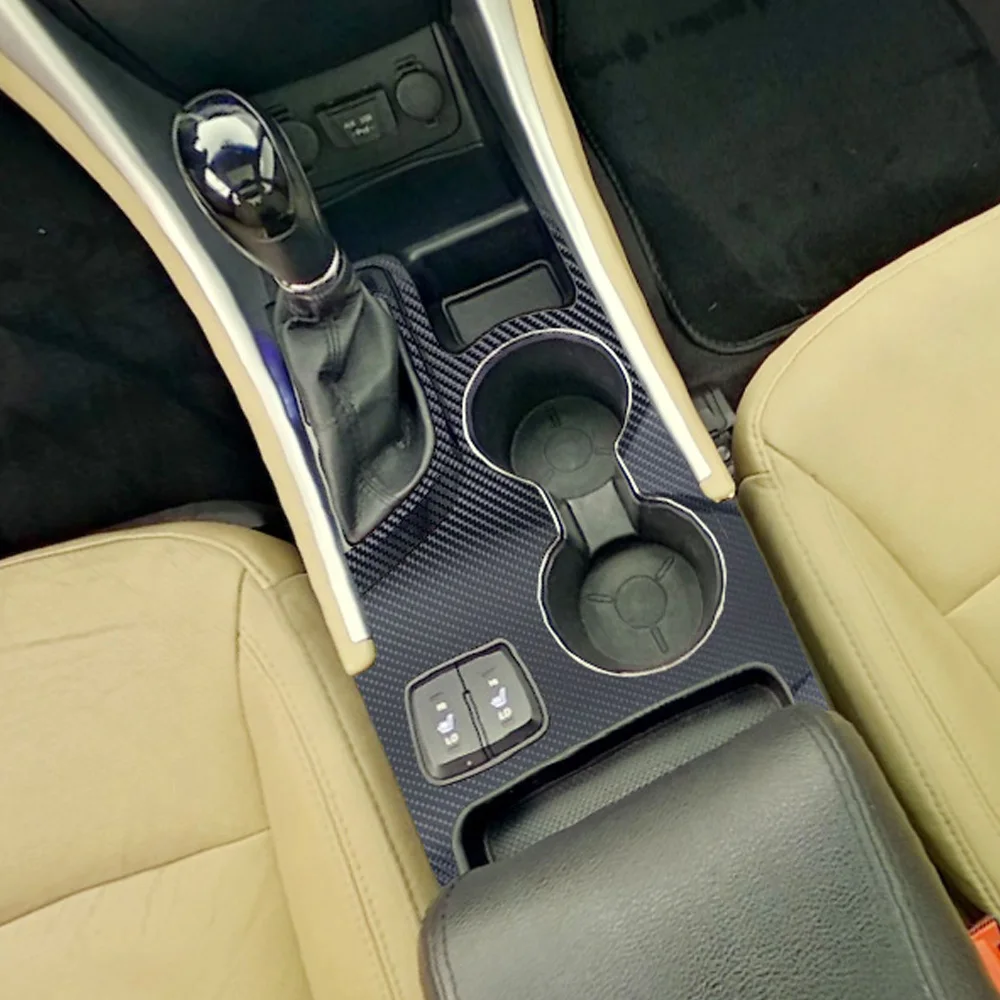 Car Interior Sticker Gear Box Protective Film For Hyundai sonata 8 YF 2011-2014 Car Gear Panel Sticker Carbon Fiber Black