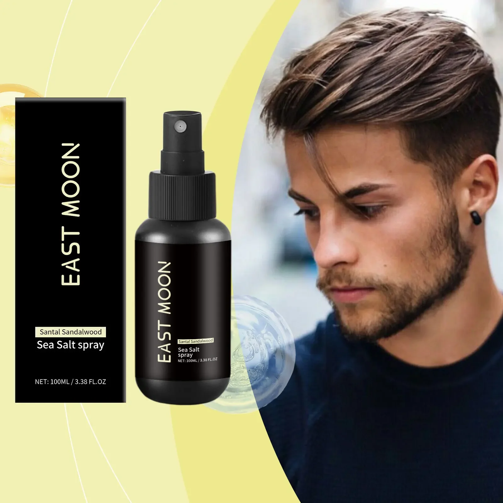 Spray de estilo de sal marinho para cabelo, fácil moda, cuidados com volume de cabelo, spray de estilo, melhora a qualidade do cabelo e faça cachos mais saudáveis