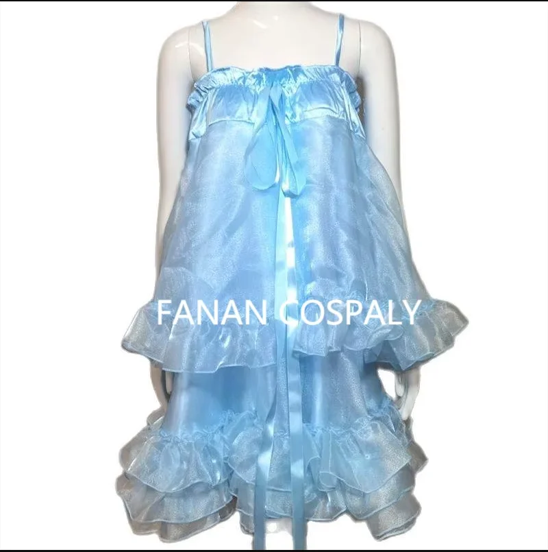 

Multi Color Adult Giant Baby Sexy Girl Blue Thin Suspender Satin Organza Sissy Pajamas Dress Maid Role-playing Customization