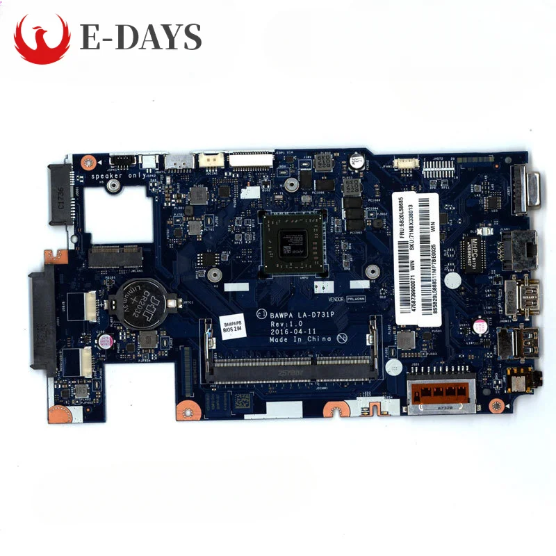 

For Lenovo IdeaPad E41-15 Laptop Motherboard LA-D731P Notebook Mainboard with A6-7310 CPU UMA 100% Tested Ok