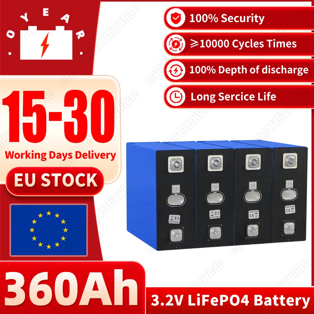 Stock de la UE 3,2 V 360Ah 1KWh LiFePO4 batería de baja autodescarga 10000 ciclos para silla de ruedas eléctrica cama de Hospital Stock de la UE