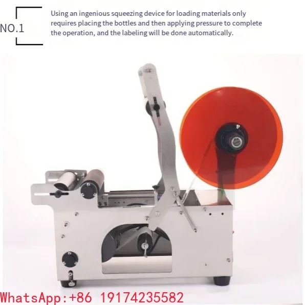 MT-50 Semi-Automatic Stainless Steel Round Bottle Labeling Machine Small Industrial Desktop Label Applicator