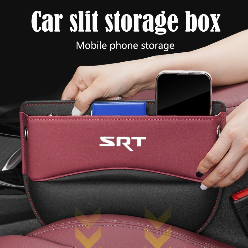 

Multifunction Car Seat Gap Storage Box Leather Storage Box Accessories for Dodge SRT Mopar Challenger Hellcat Redeye