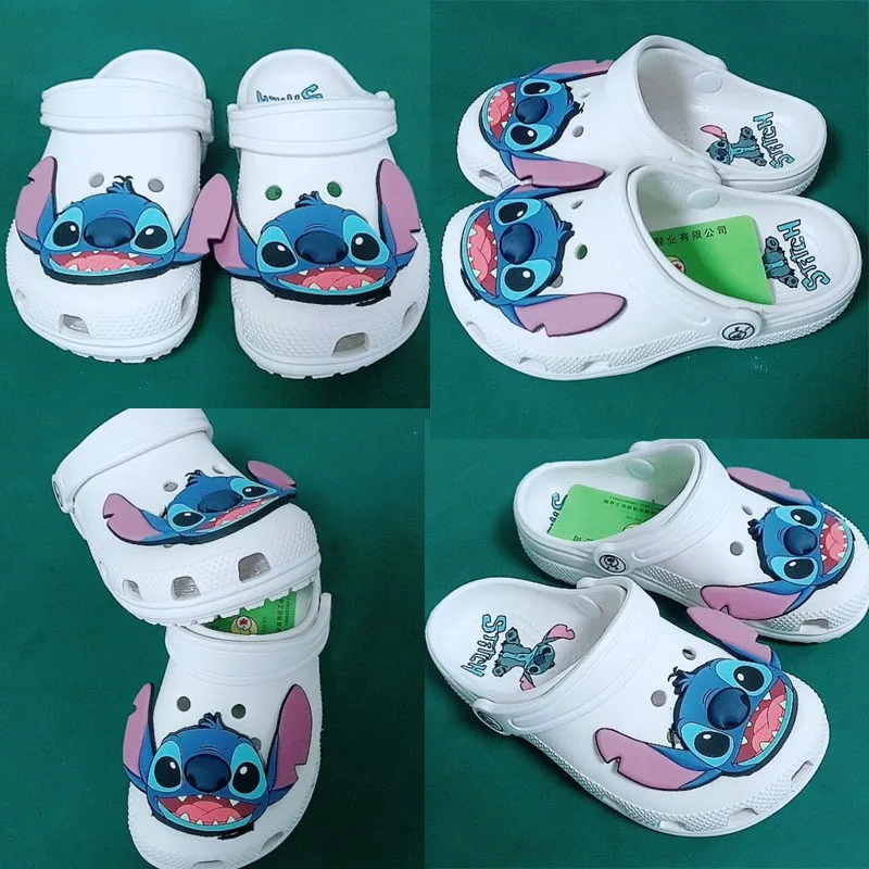 

Cartoon Disney White Stitch Shoes Kawaii Beach Shoes Slippers Sandals Non-Slip Breathable Wear-Resistant No Logo Kids Slippers