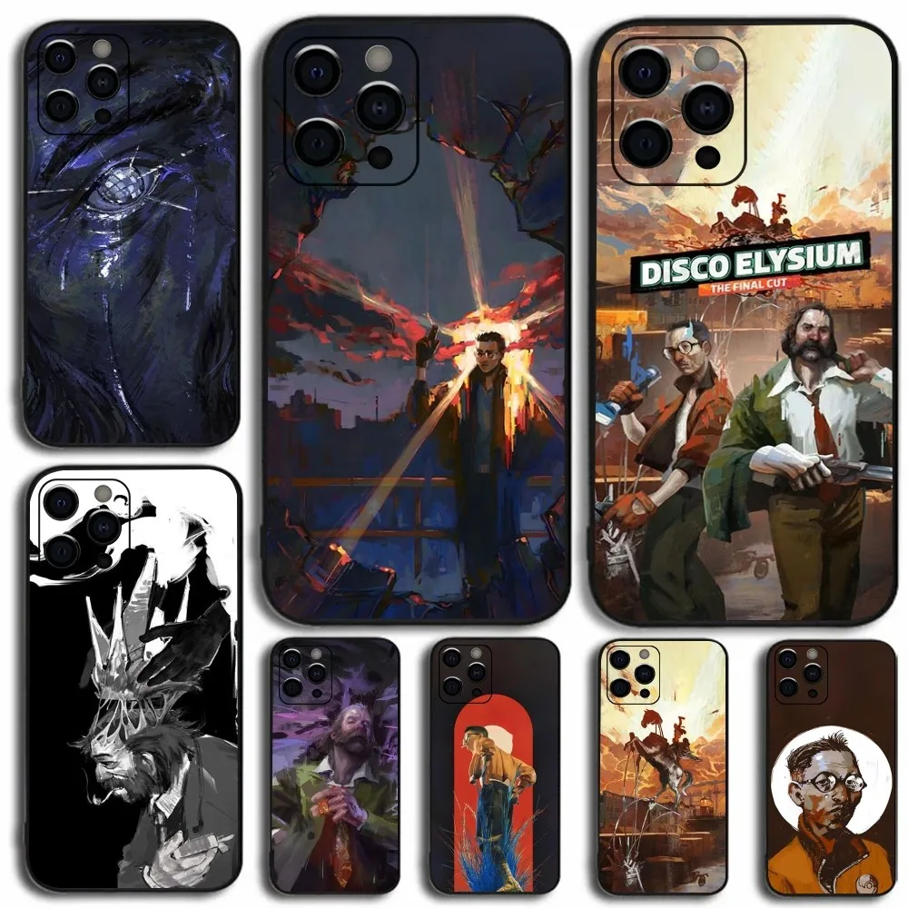 Game Disco E-Elysium Phone Case For Apple iPhone 15,14,13,12,11,Pro,X,XS,Max,XR,Plus,Mini Soft Black Cover