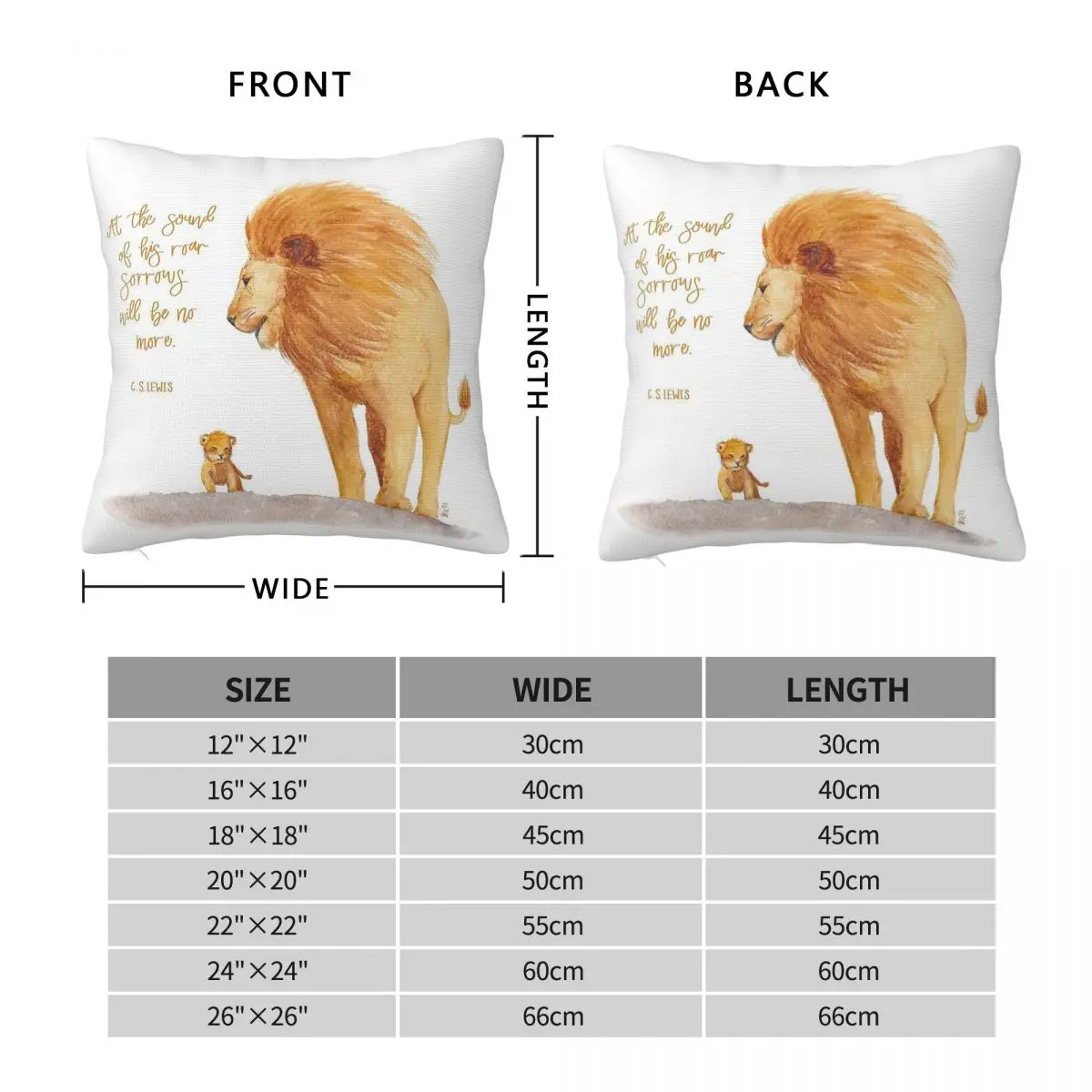 Aslan Narnia Lions Square Pillowcase Polyester Linen Velvet Pattern Zip Decor Sofa Seater